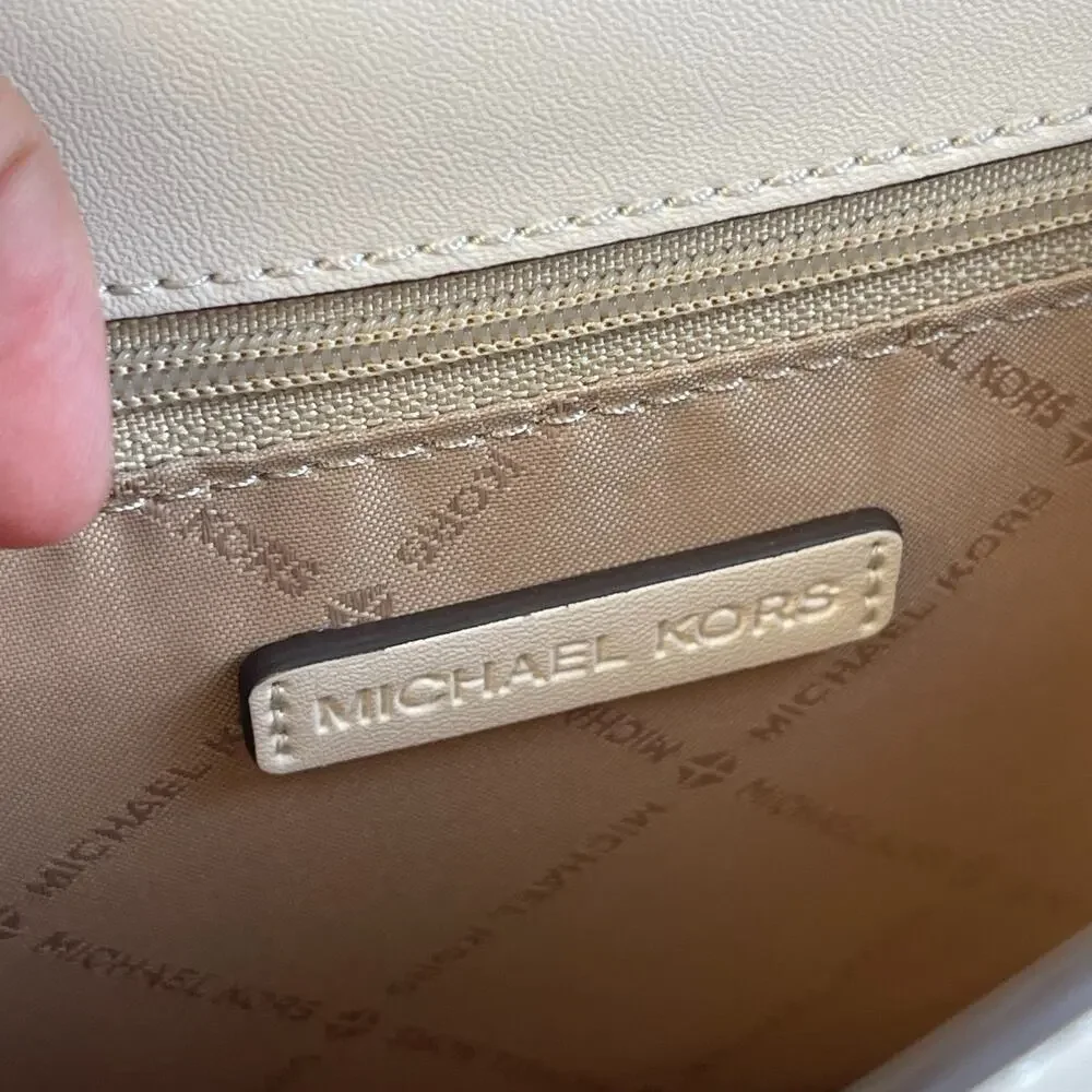 Michael Kors Greenwich Small Floral Applique Flap Crossbody Cream NWT $458